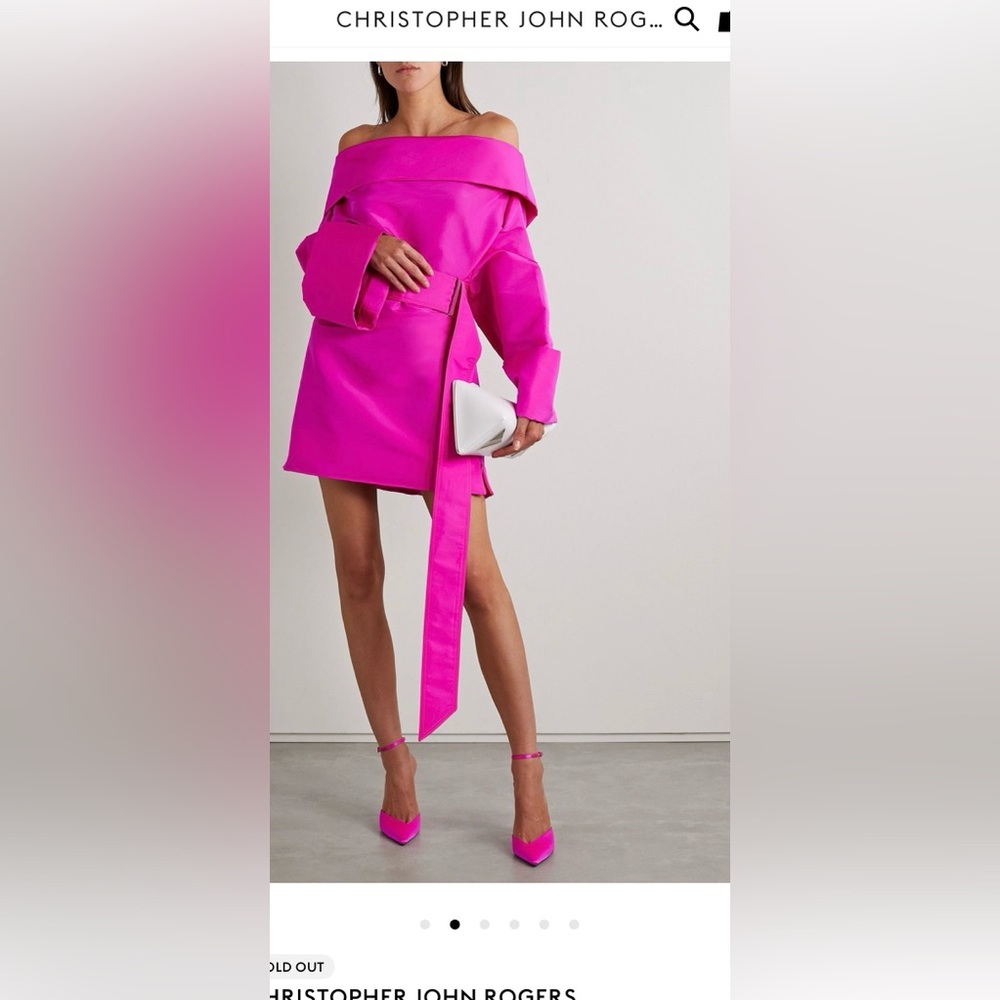 Christopher John Rogers Fuchsia Off-Shoulder Mini Dress